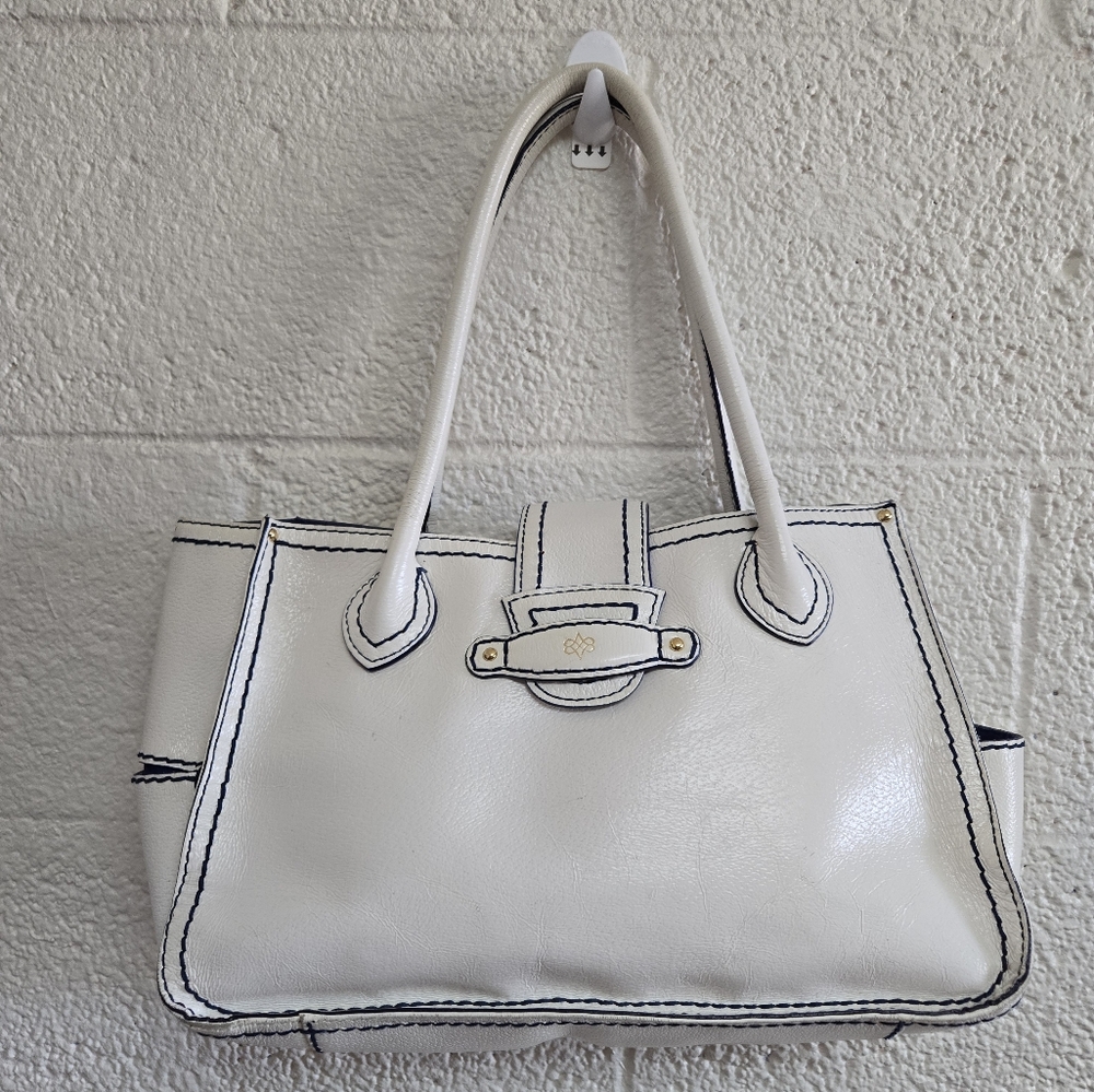 Antonio Melani   Leather White and blue  handbag with blue interior